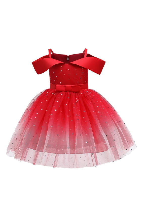 Toddler Kids Girls Princess Pageant Gown Christmas Party Paillette Wedding Dress