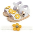 thumbnail image 1 of Herrnalise Toddler Shoes Baby Girls Cute Fashion Cotton Flowers Non-slip Soft Bottom Sandals Headdress Set summer sale !, 1 of 9