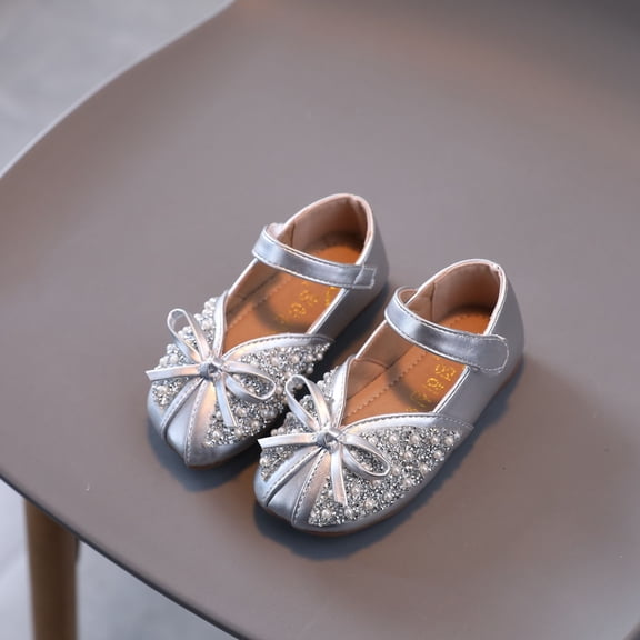Herrnalise Toddler Shoes Baby Girls Cute Fashion Pearl Bow Sequins Non-slip Small Leather Princess Shoes,Sales