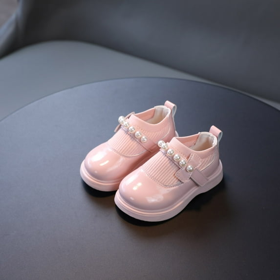 Herrnalise Toddler Shoes Baby Girls Knitted Elastic Mouth Fashion Pearl Non-slip Small Leather Shoes Princess Shoes summer sale !