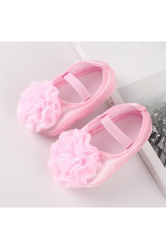 Toddler Shoes Baby Girls Soft Bottom Net Yarn Soft Flowers Bow Princess Shoes