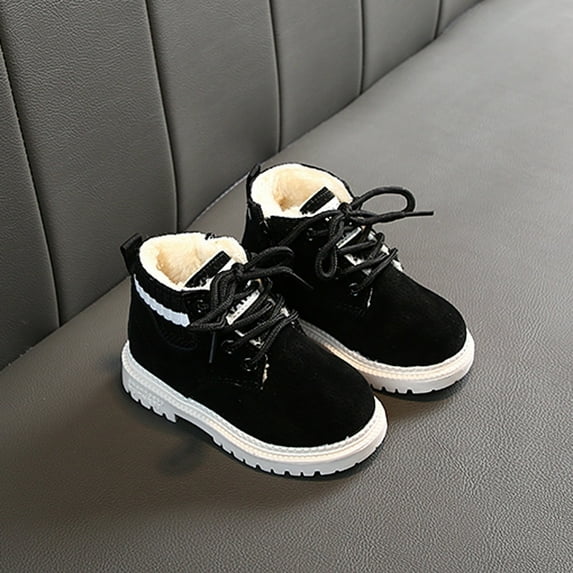 QISIWOLE Toddler Shoes Boys Girls British Style Knitted Elasticated Fashion Laceing Non Slip Thicken Keep Warm Comfortable Boots toddler clothes