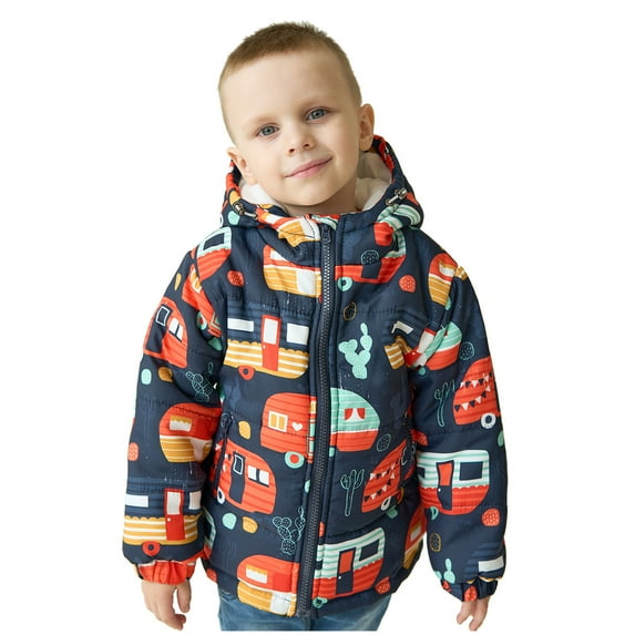 Herrnalise Toddler Winter Coat Toddler Baby Boys Girls Cute Print Plush Cute Winter Thick Casual Keep Warm Hooded Coat Jacket Toddler Puffer Jacket