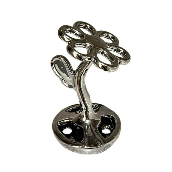 Herrnalise Toothbrush Holders for Bathrooms, Flower Shape Ceramic Toothbrush Organizer,Holds 6 Standard Brushes (Silver)
