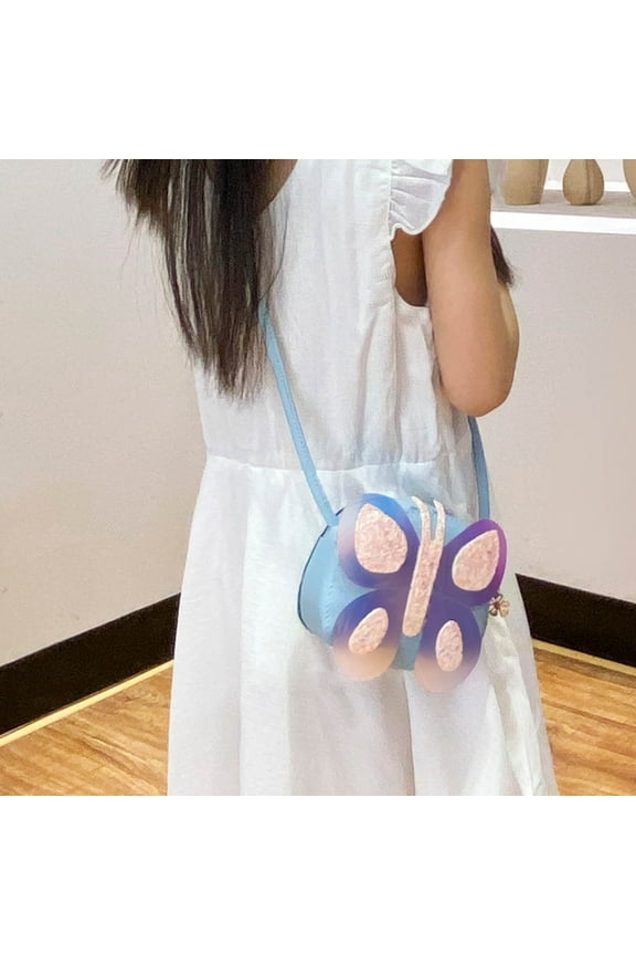Tote Shoulder Bag Kids Girls Fashion Cute Cartoon Sequins Butterfly Shoulder Crossbody Chain Bag Children's Coin Purse
