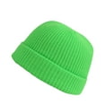 thumbnail image 1 of Herrnalise Unisex Fashion Warm Winter Casual Knitted Hat Solid Color All-match Thick Hat Wool Knit Cuff Short Fisherman Beanie for Men Women Green, 1 of 2