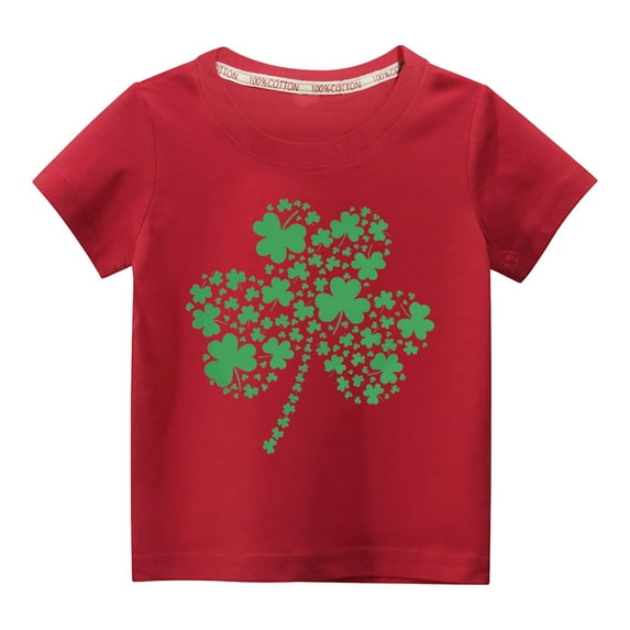 Herrnalise Unisex Kids' St. Patrick's Day Shamrock Theme Short Sleeve T-Shirt Soft Cotton Irish Green Tee 2-10 Years
