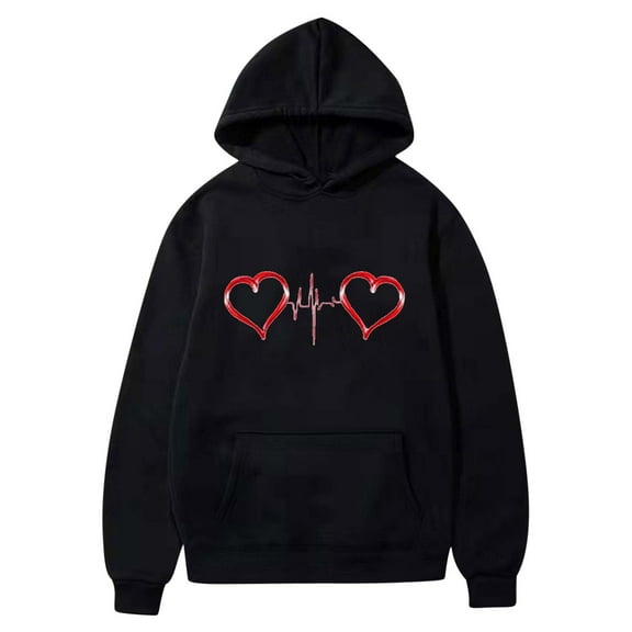 Herrnalise Valentine's Day Hoodies For Women Fleece Sweatshirts Long Sleeve Sweaters Pullover Fall Clothes with Pocket Valentine's Day For Her