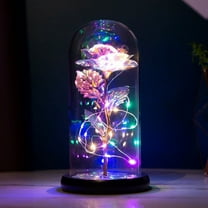 Herrnalise Valentine's Day Rose Flower, Gifts for Women,Birthday Gift for Mom,Eternal Artificial Roses with LED Light Glass Cover,Thanksgiving,Valentine's Day，Colorful