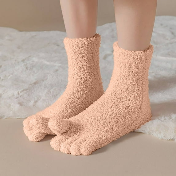 Herrnalise Velvet Toe Socks Five Finger Solid Color Socks No Show Crew Athletic Thickended Running Socks