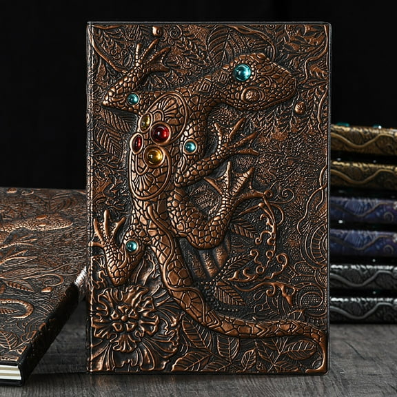 Herrnalise Vintage Embossed Leather Writing Journal Notebook with Pen Set,Antique Handmade Daily Notepad Sketchbook,Travel Diary Notebooks to Write in,Gift for Men Women (A5(8.4"*5.7")