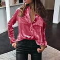 thumbnail image 1 of Herrnalise Vintage Velvet Top for Women Elegant Long Sleeve Button Down Shirts Velour Blouses with Pockets Gifts For Women S-2XL, 1 of 1