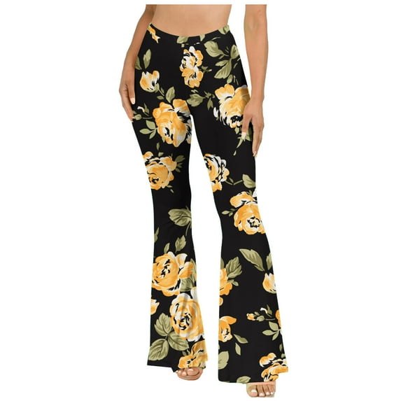 Herrnalise Warm Leggings For Women Winter Women's Boho Hippie High Waist Wide Leg Long Flared Bell Bottom Pants Gifts For Women