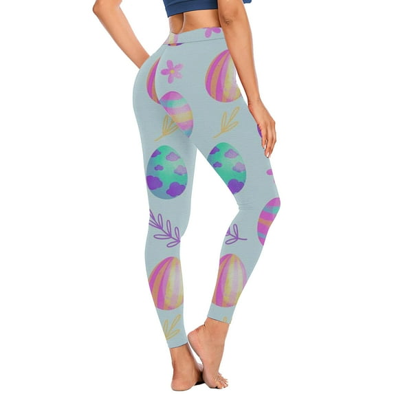 Herrnalise Warm Leggings For Women Winter Fashion Casual Women Happy Easter Printed Gradient Span Ladies High Waist Wide Leg Trousers Yoga Pants Long Pants Gifts For Women