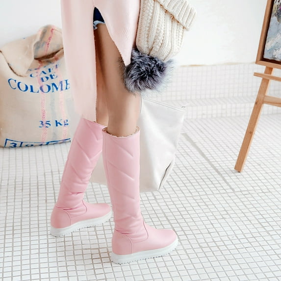 Herrnalise Warm Thick-soled Inner Heightening Flat-heel Thick Velvet High-top Snow Boots,Savings