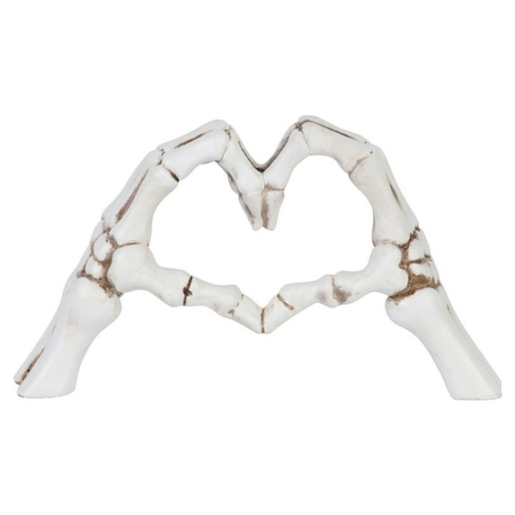 Herrnalise White Hand Bone Heart Statue,Handmade Sculpture Home Decor,Resin Heart Hand Bone Decoration for Coffee Table Bookshelf Shelf Shelf on Desktop Halloween Decorations
