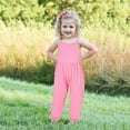 thumbnail image 1 of QISIWOLE Girls Children's Summer Solid Color Romper Sling Sleeveless Backless Short Jumpsuit clearance under $10, 1 of 9