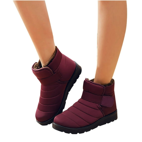 Herrnalise Winter Boots Women Waterproof Snow Shoes Flat Casual Ankle Boots Plus Size Shoes Clearance