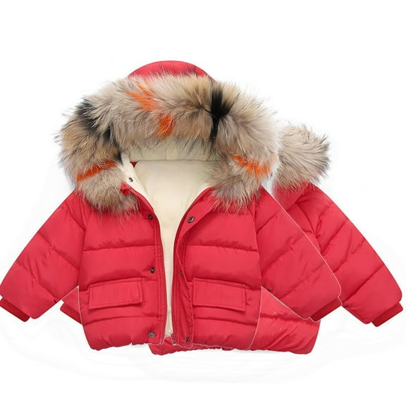 Herrnalise Winter Child Kids Solid Color Hoodie Zipper Coats Keep Warm Jacket Clothes