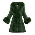 thumbnail image 1 of Herrnalise Winter Coats for Women Fashion Faux Fur Warm Jacket Plus Size Long Sleeve Casual Fleece Collar Hooded Overcoat Green,S, 1 of 3