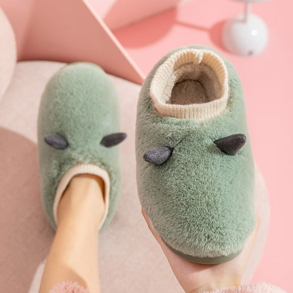 QISIWOLE Winter Cotton Slippers Men Women Indoor Sharp Corner Warm Plush Shoes Outdoor Couple Cotton Slippers Savings !