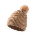 thumbnail image 1 of Herrnalise Winter Fashion Ladies Woolen Hat, Pure Color Hair Ball And Velvet Scales Warm Knitted Hat, 1 of 4