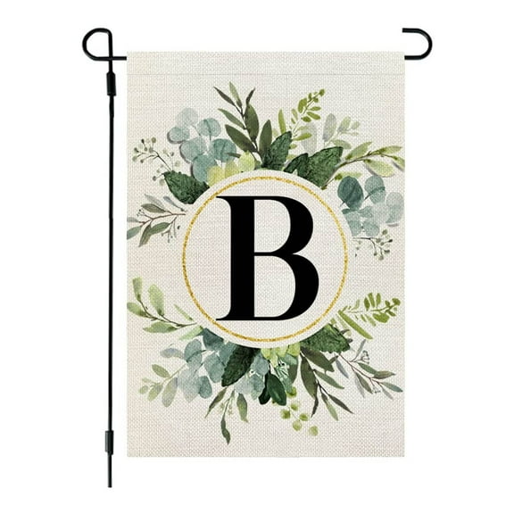Herrnalise Winter Monogram Letter Garden Flag 12"x18" Double Sided for Outside Welcome Burlap Family Last Name Initial Yard Flag Outdoor Decoration(Letter B)