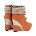 thumbnail image 1 of QISIWOLE Super Highheeled Wedgeheel Sequined Plush Boots For Ladies,rollbacks, 1 of 3