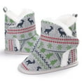 thumbnail image 1 of QISIWOLE Winter Toddler Baby Boys Girls Christmas Pattern Bow Thicken Velvet Snow Boots,clearance under 10, 1 of 5