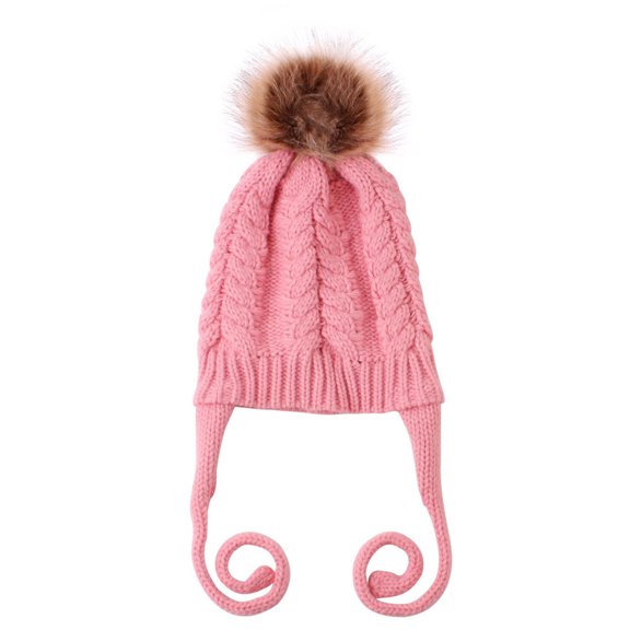 Herrnalise Winter Warm Pure Color Ladies Braid Ball Pullover Knit Hat