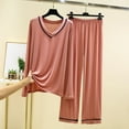 thumbnail image 1 of Herrnalise Women 2 Piece Modal Pajamas Sets Summer Long Sleeve Top and Drawstring Pants Soft Solid Color Sleepwear Suit Pink, 1 of 7
