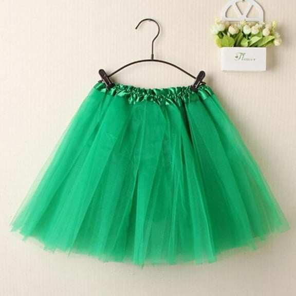 Herrnalise Women Ballet Layered Organza Lace Mini Skirt Green