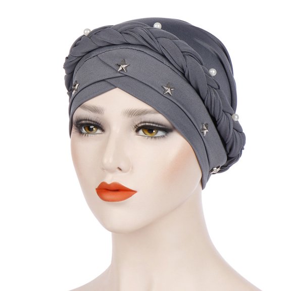 Herrnalise Women Beading Braid India Hat Muslim Ruffle Chemo Beanie Turban Wrap Cap