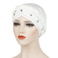 thumbnail image 1 of Herrnalise Women Beading Braid India Hat Muslim Ruffle Chemo Beanie Turban Wrap Cap, 1 of 2