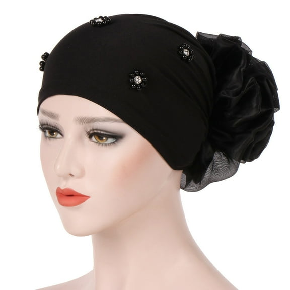Herrnalise Women Beading India Hat Muslim Ruffle Chemo Beanie Scarf Turban Wrap Cap