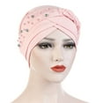 thumbnail image 1 of Herrnalise Women Beading India Hat Muslim Ruffle Chemo Beanie Turban Wrap Cap, 1 of 2