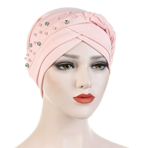 Herrnalise Women Beading India Hat Muslim Ruffle Chemo Beanie Turban Wrap Cap