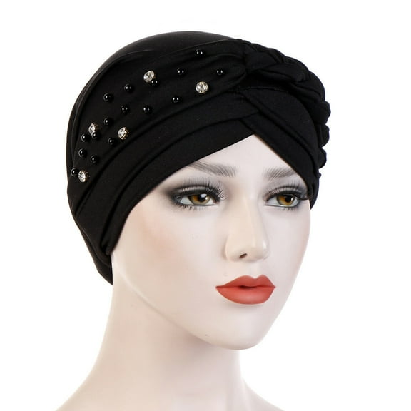 Herrnalise Women Beading India Hat Muslim Ruffle Chemo Beanie Turban Wrap Cap