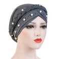 thumbnail image 1 of Herrnalise Women Beading India Hat Muslim Ruffle Chemo Beanie Turban Wrap Cap, 1 of 2