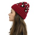 thumbnail image 1 of Herrnalise Women Casual Leopard Stitching Outdoor Plush Hats Crochet Knit Beanie Cap, 1 of 3
