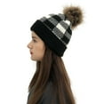 thumbnail image 1 of Herrnalise Women Casual Plaid Stitching Outdoor Plush Hats Crochet Knit Beanie Cap, 1 of 3