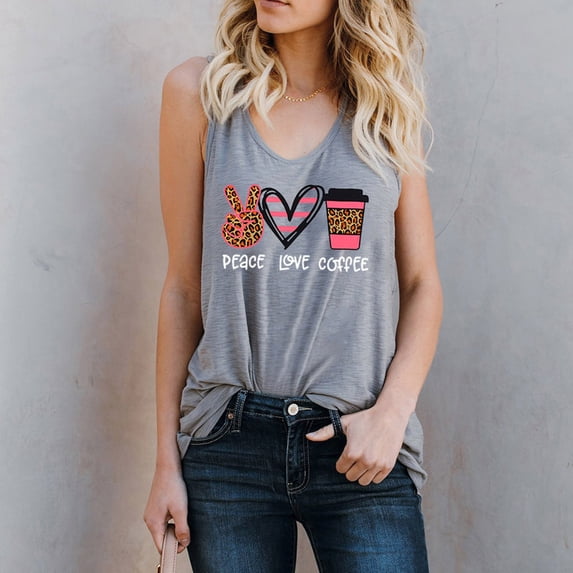 SDJMa Women Fashion Casual Printing U-Neck T-shirt shirt vest Blouse Top