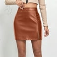 thumbnail image 1 of Herrnalise Women Fashion High Waist Zip Skirt Rhort Leather Skirt Skirt, 1 of 5