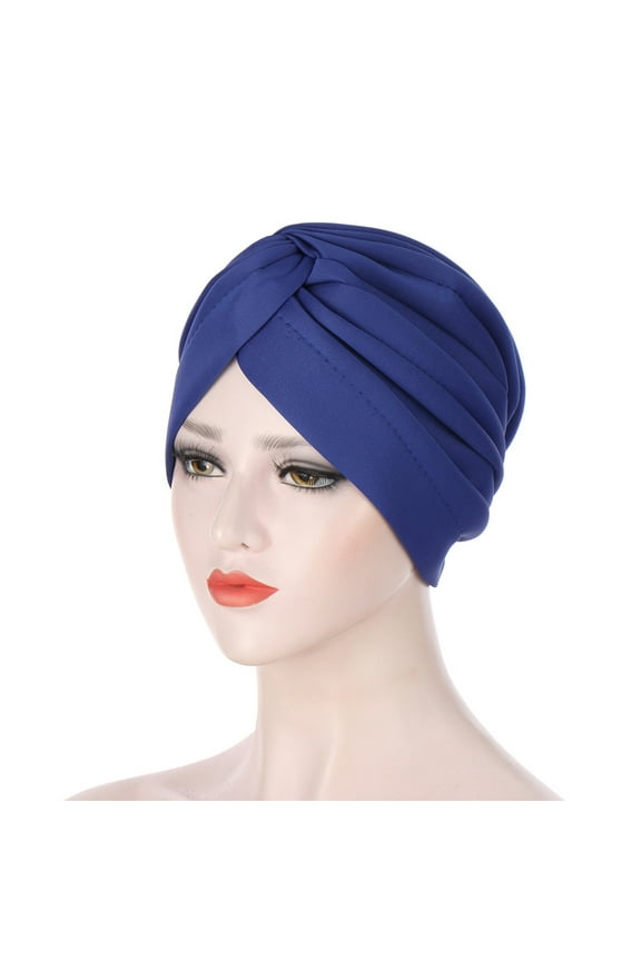 Women Fashion Solid Lightweight India Hat Muslim Ruffle Beanie Turban Wrap Cap