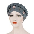 thumbnail image 1 of Herrnalise Women Floral Braid India Hat Muslim Ruffle Chemo Beanie Turban Wrap Cap, 1 of 2