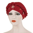 thumbnail image 1 of Herrnalise Women Floral Braid India Hat Muslim Ruffle Chemo Beanie Turban Wrap Cap, 1 of 2