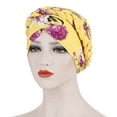 thumbnail image 1 of Herrnalise Women Floral Braid India Hat Muslim Ruffle Chemo Beanie Turban Wrap Cap, 1 of 2
