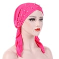 thumbnail image 1 of Herrnalise Women India Beading Muslim Stretch Turban Hat Cotton Hair Loss Scarf Wrap, 1 of 2