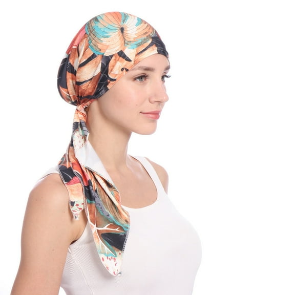 Herrnalise Women India Beading Muslim Stretch Turban Hat Cotton Hair Tail Scarf Wrap