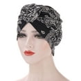 thumbnail image 1 of Herrnalise Women India Hat Printed Muslim Ruffle Chemo Hat Beanie Wrap Cap, 1 of 2